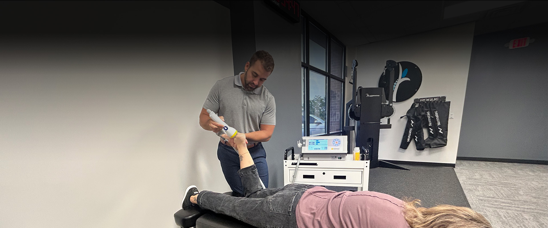 softwave therapy administered on a patient's foot