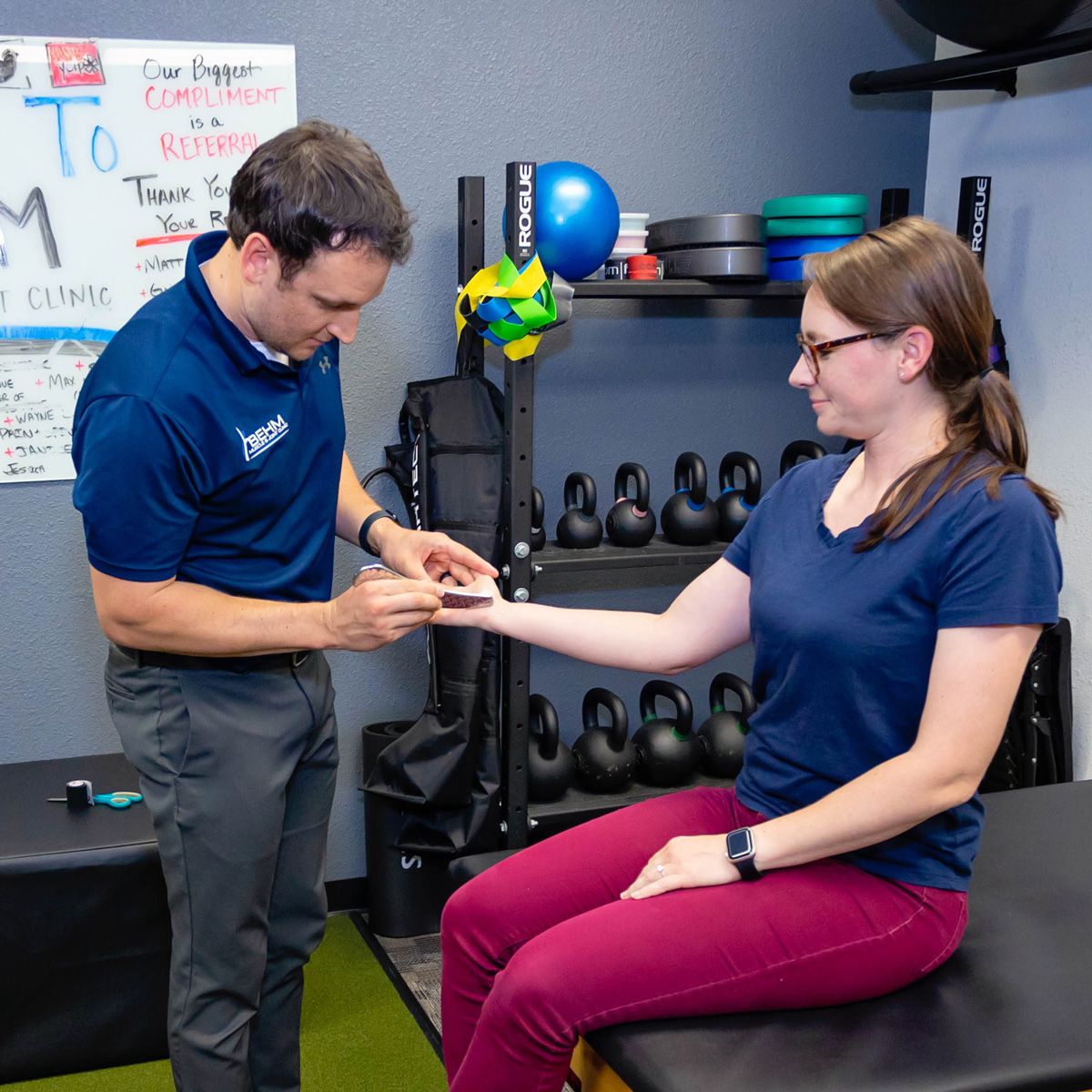 direct myofascial release being used on a hand